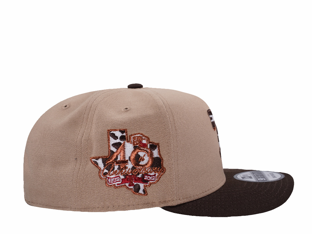 New Era Texas Rangers 40th Anniversary Camel Two Tone Edition 9Fifty A Frame Snapback Cap