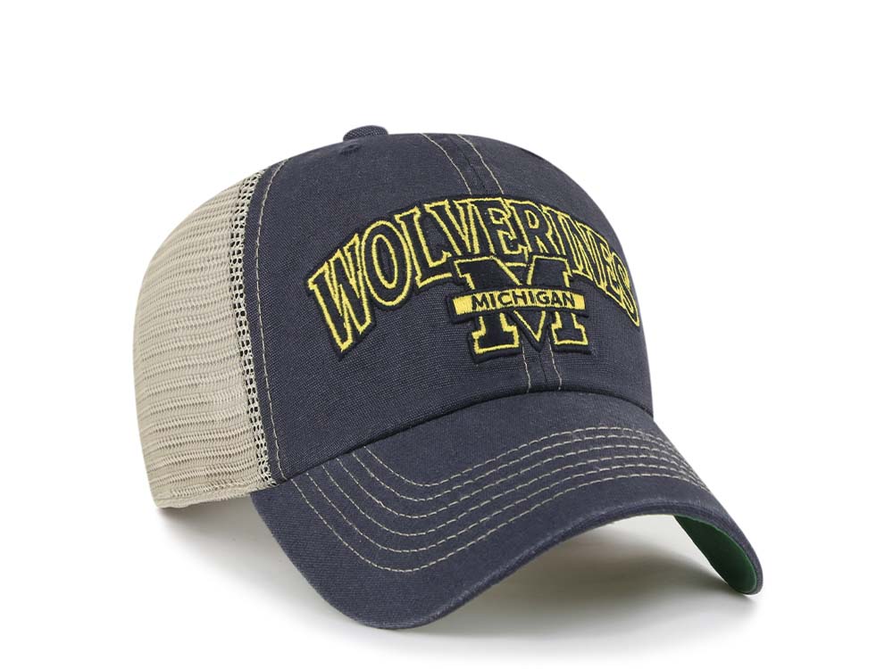 47Brand Michigan Wolverines Vintage Navy Trucker Clean Up Snapback Cap