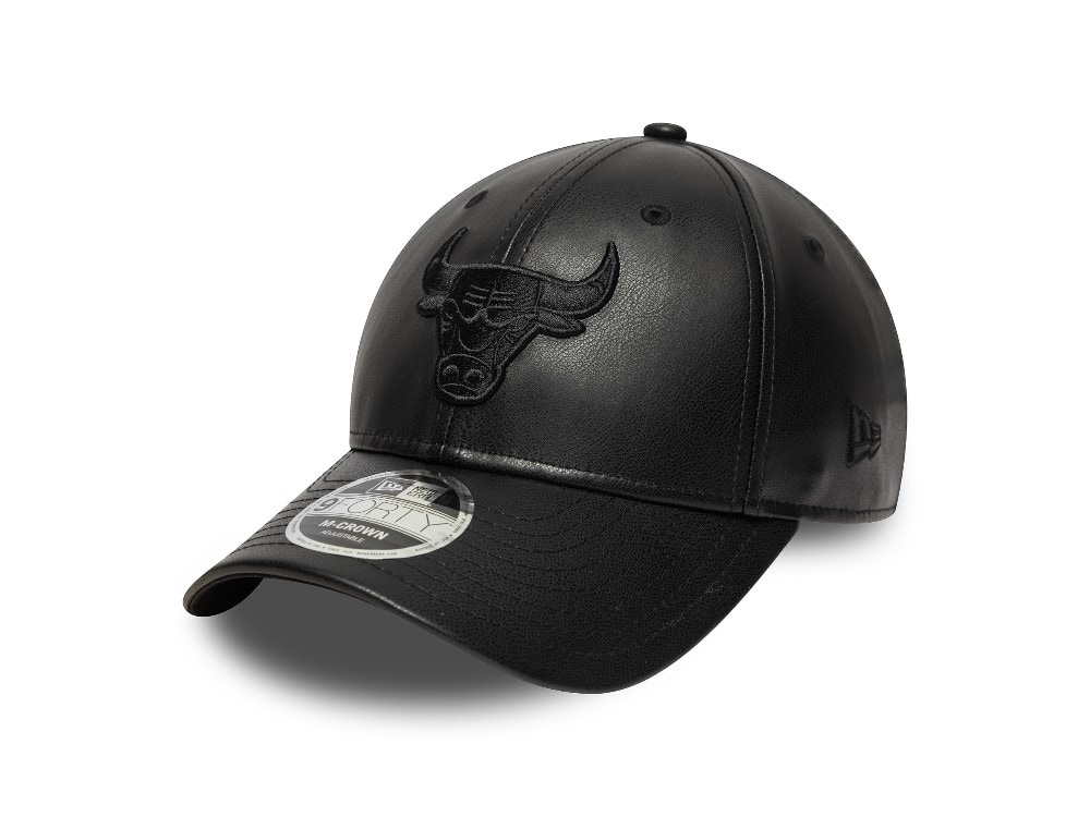 New Era Chicago Bulls Black PU Leather Edition 9Forty M Crown Snapback Cap
