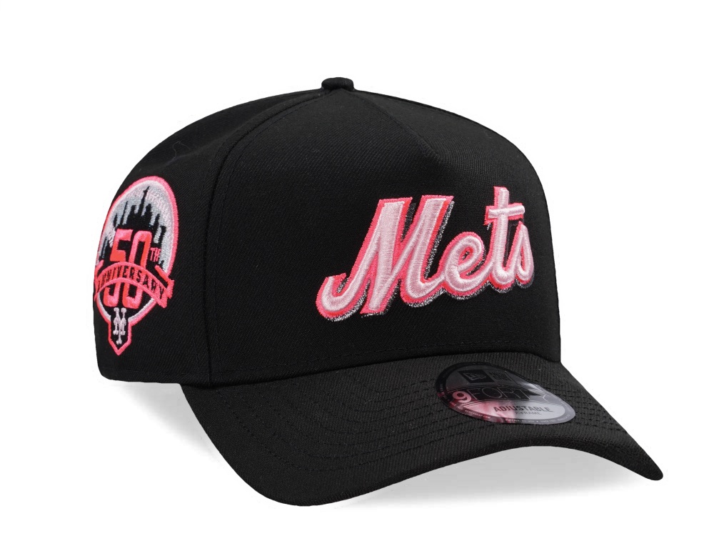 New Era New York Mets 50th Anniversary Black Pink Edition 9Forty A Frame Snapback Cap
