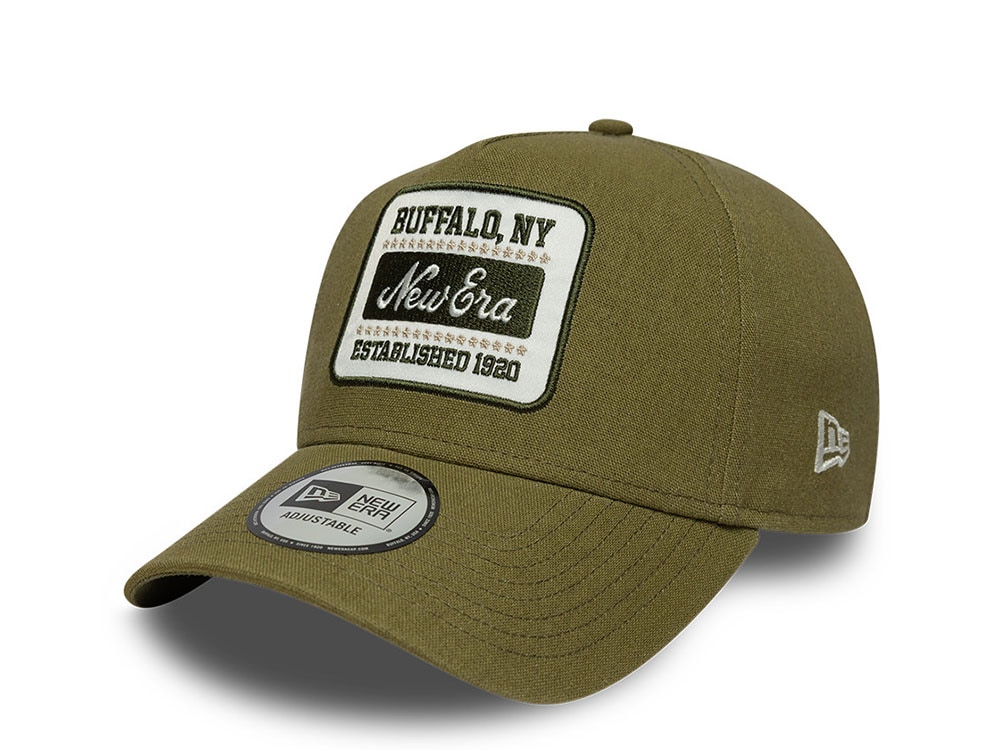 New Era Patch Olive Linen 9Forty E Frame Snapback Cap