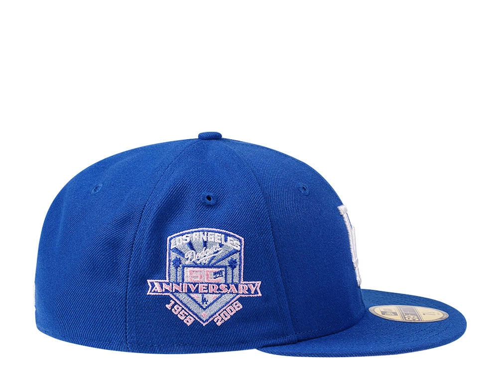 New Era Los Angeles Dodgers 50th Anniversary Bright Blue and Pink Edition 59Fifty Fitted Cap