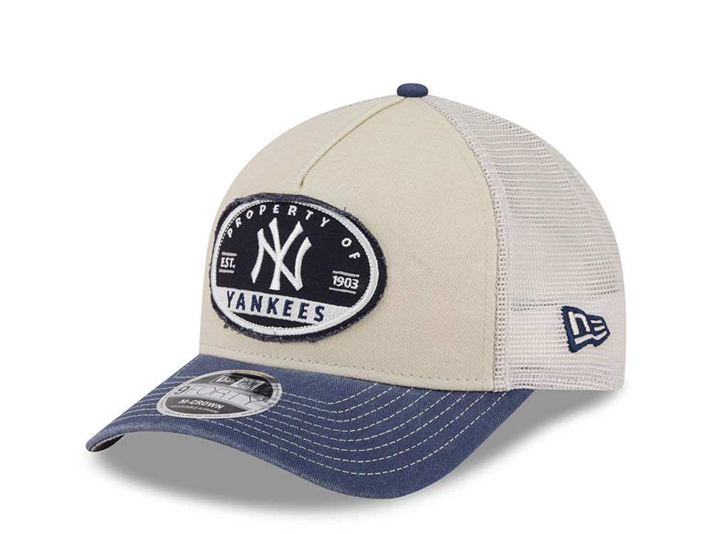 New Era New York Yankees Frayed Patch Stone Two Tone Edition 9Forty M Crown A Frame Trucker Snapback Cap