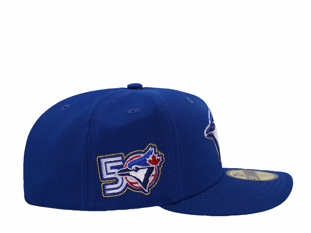 New Era Toronto Blue Jays 50th Anniversary Royal Blue Prime Edition 59Fifty Pre Curved Fitted Cap