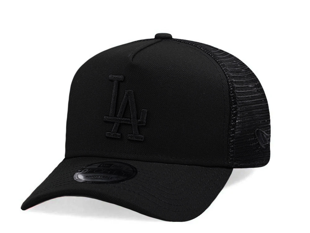 New Era Los Angeles Dodgers Black On Black Edition 9Forty A Frame Trucker Snapback Cap