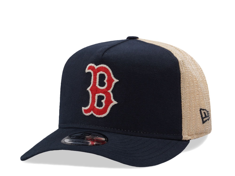 New Era Boston Red Sox Grained Navy Edition 9Fifty Trucker A Frame Snapback Cap