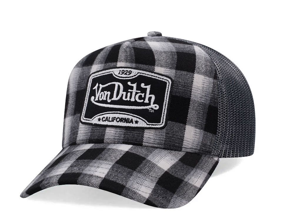 Von Dutch Square Patch Black White Trucker Snapback Cap