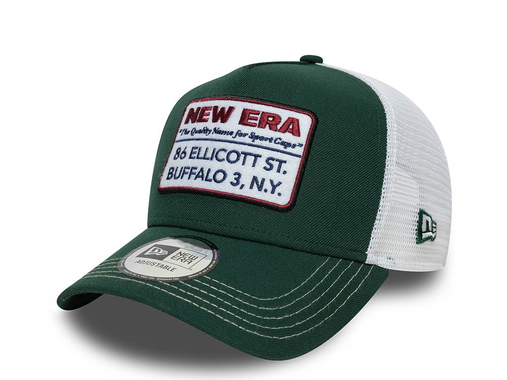 New Era Patch Dark Green 9Forty A Frame Trucker Snapback Cap
