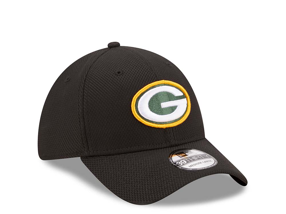 New Era Green Bay Packers Black 39Thirty Stretch Cap