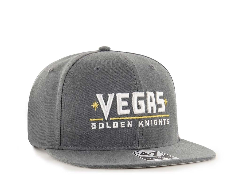 47Brand Vegas Golden Knights No Shot Charcoal Script Captain Snapback Cap