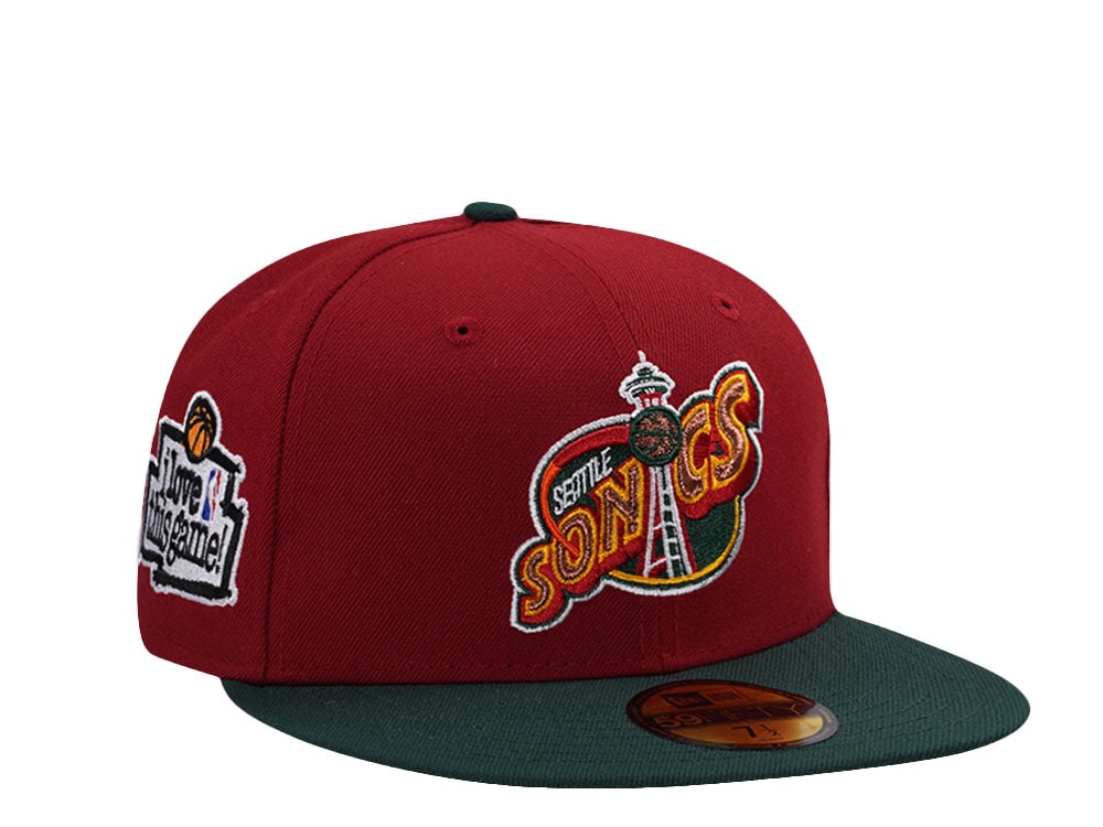 New Era Seattle Supersonics Love this Game Red Two Tone Edition 59Fifty Fitted Cap