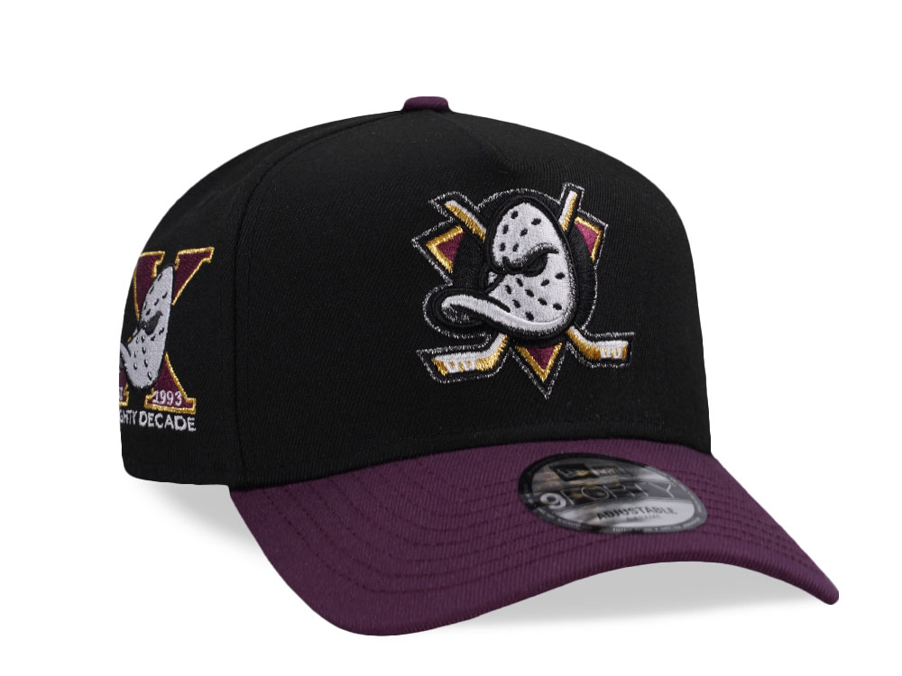 New Era Anaheim Ducks 10th Anniversary Black Plum Two Tone Edition 9Forty A Frame Snapback Cap