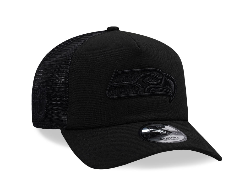 New Era Seattle Seahawks Black Foam Trucker 9Forty A Frame Snapback Cap