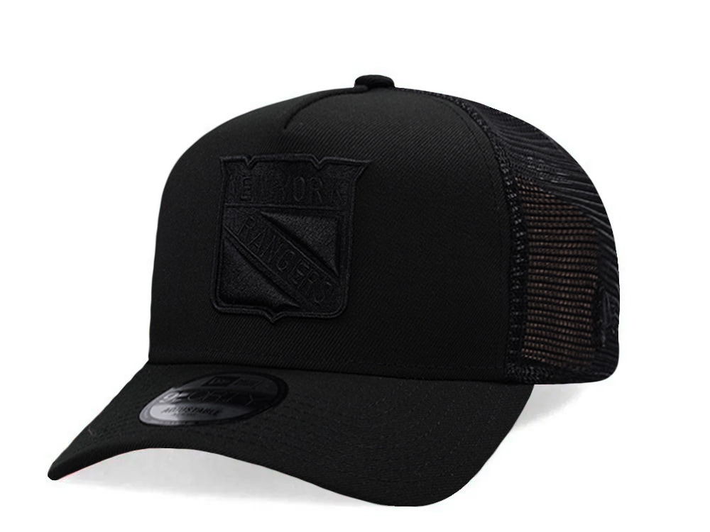 New Era New York Rangers Black Prime Edition 9Forty A Frame Trucker Snapback Cap