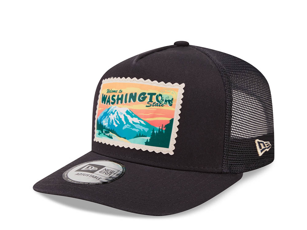 New Era Washington Postcard Navy A Frame Trucker Snapback Cap