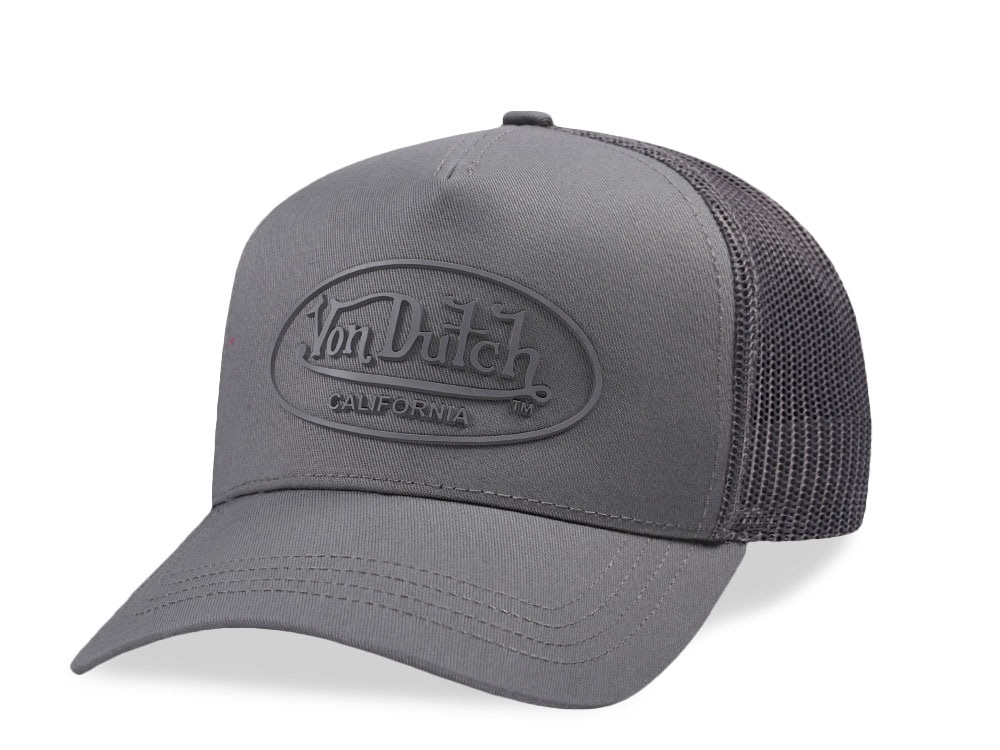 Von Dutch Rubber Logo Gray Edition Trucker Snapback Cap