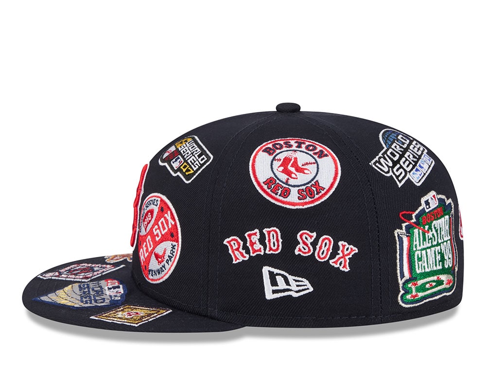 New Era Boston Red Sox All Over Navy Red 59Fifty Fitted Cap