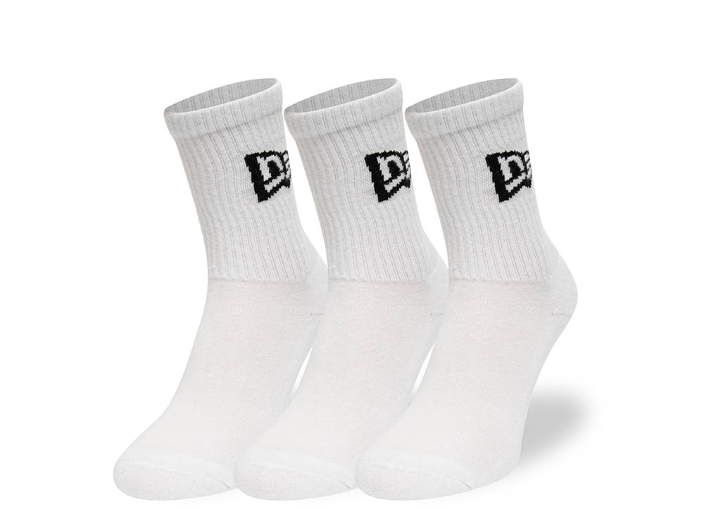 New Era Flag Crew White Socks 3 Pair 43-46 CM
