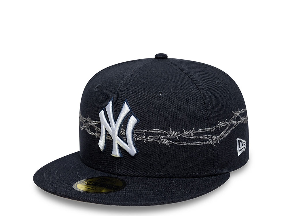 New Era New York Yankees MLB Icon Barbwire Navy Prime Edition 59Fifty Fitted Cap