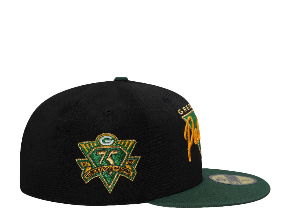 New Era Green Bay Packers 75th Anniversary Black Two Tone Edition 59Fifty Fitted Cap