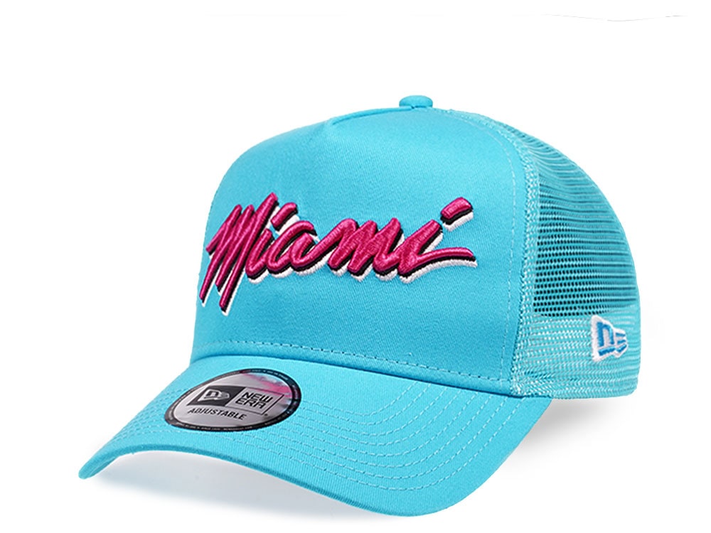 New Era Miami Heat Vice Blue Edition A Frame Trucker Cap