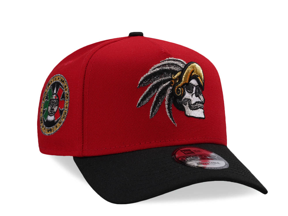 New Era Mexico Aztec Skull Scarlet Two Tone Edition 9Forty A Frame Snapback Cap