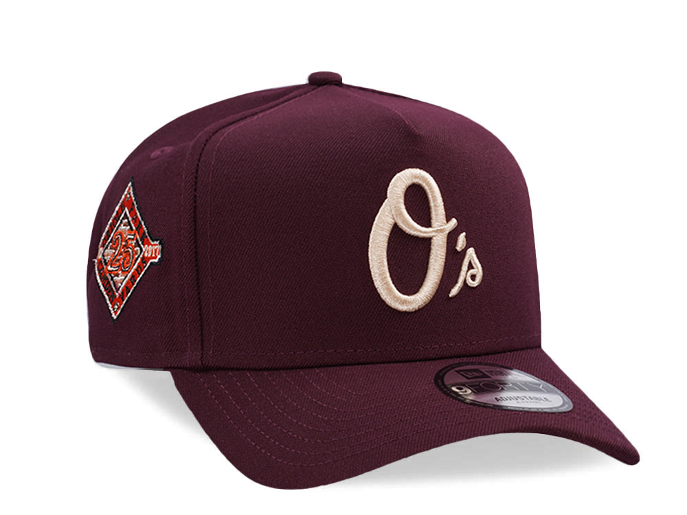 New Era Baltimore Orioles 25th Anniversary Maroon Prime Edition 9Forty A Frame Snapback Cap