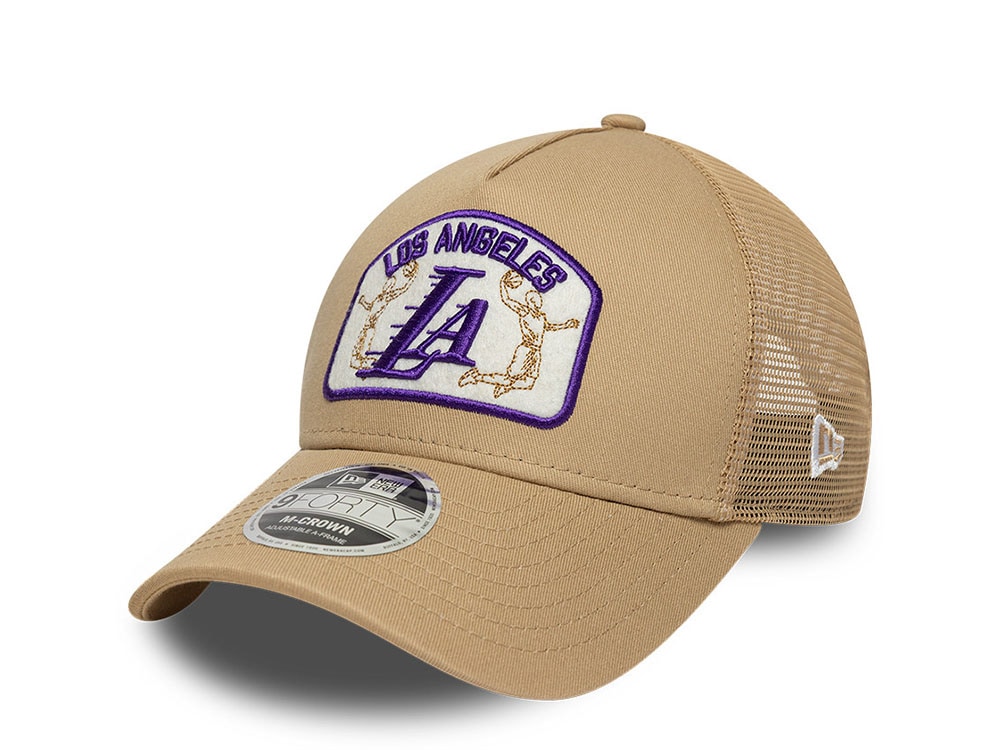 New Era Los Angeles Lakers Patch Camel Edition 9Forty A Frame Trucker Snapback Cap