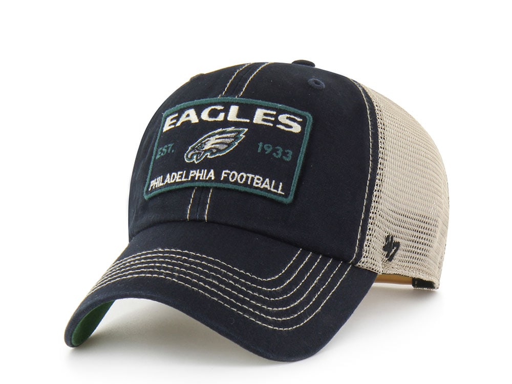 47 Brand Philadelphia Eagles Washed Black Clean Up Strapback Cap