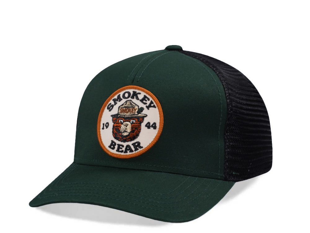 American Needle Smokey Bear Valin Dark Green Trucker Snapback Cap