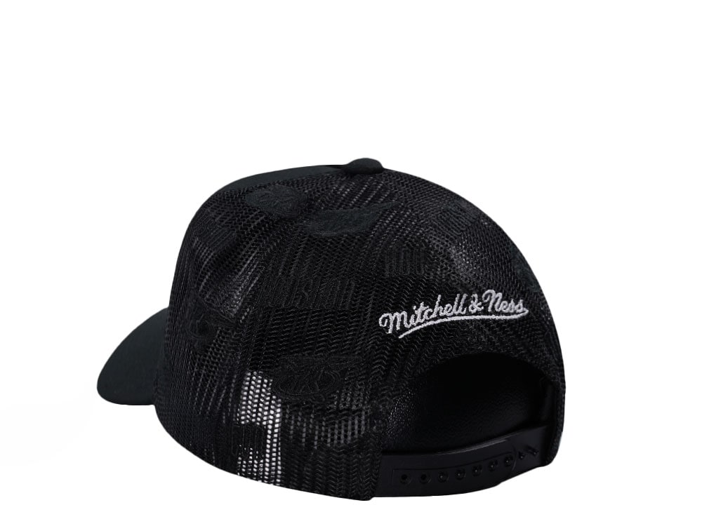 Mitchell & Ness Houston Rockets Black Monogram Trucker Edition Snapback Cap