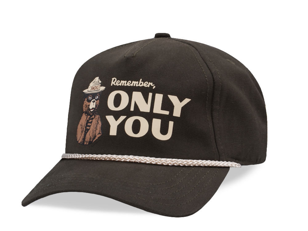 American Needle Smokey Bear Canvas Cappy Army Green Snapback Cap