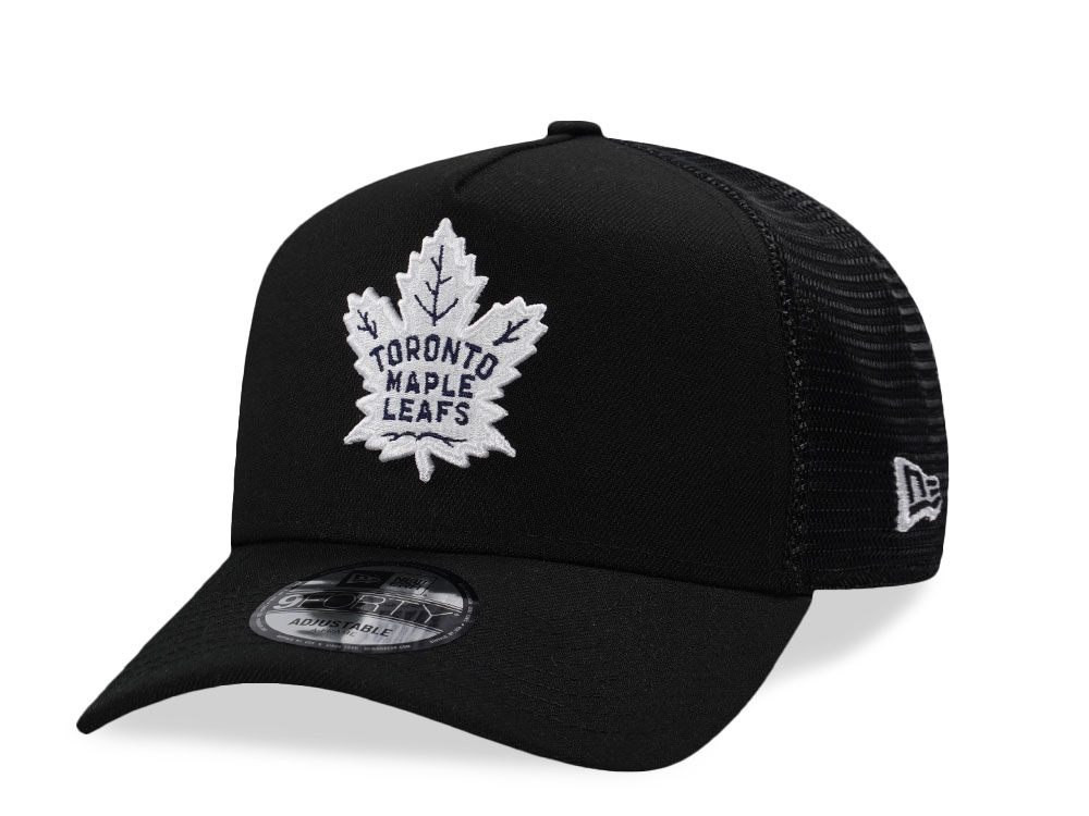 New Era Toronto Maple Leafs Black Prime Edition 9Forty A Frame Trucker Snapback Cap