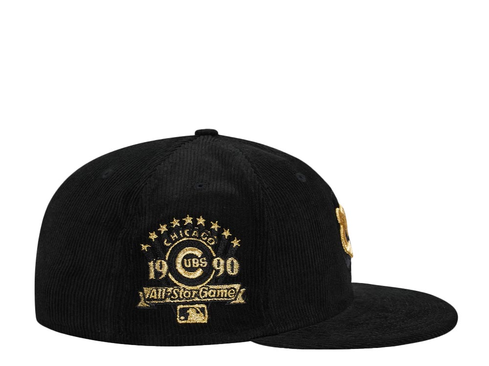 New Era Chicago Cubs All Star Game 1990 Corduroy Black Gold Edition 59Fifty Fitted Cap