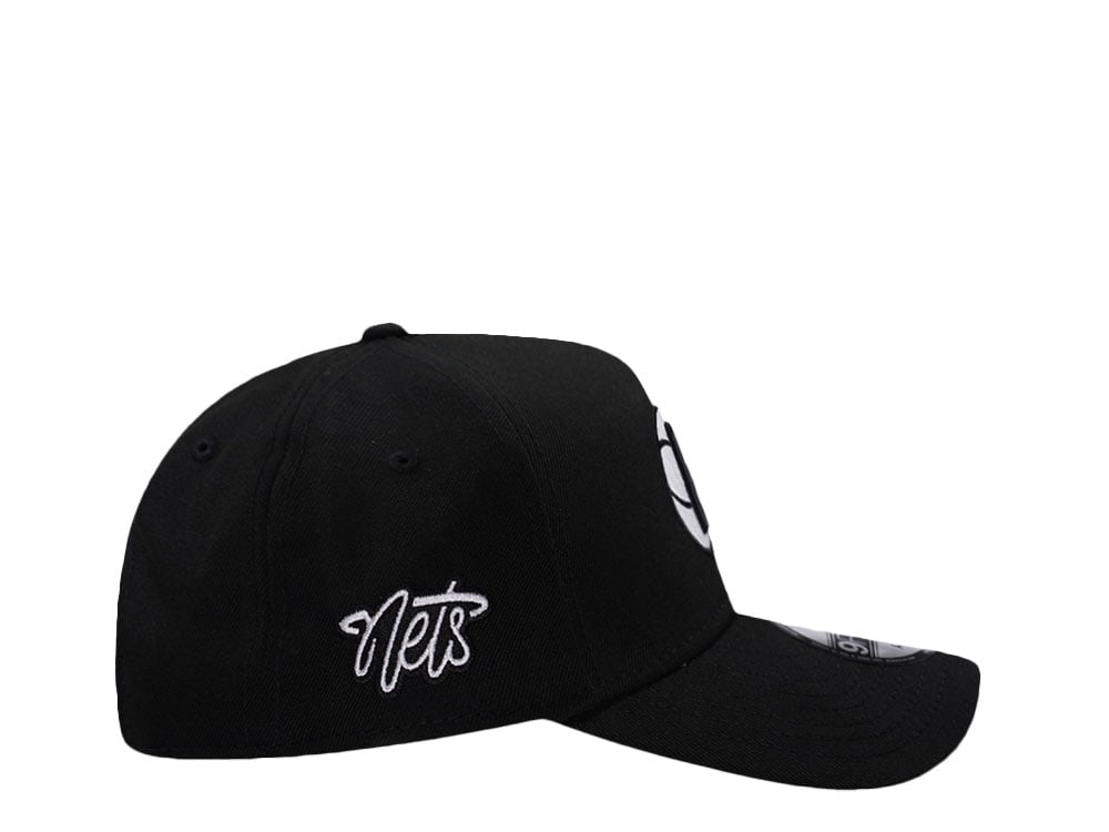 New Era Brooklyn Nets Script Black Prime Edition 9Forty A Frame Snapback Cap