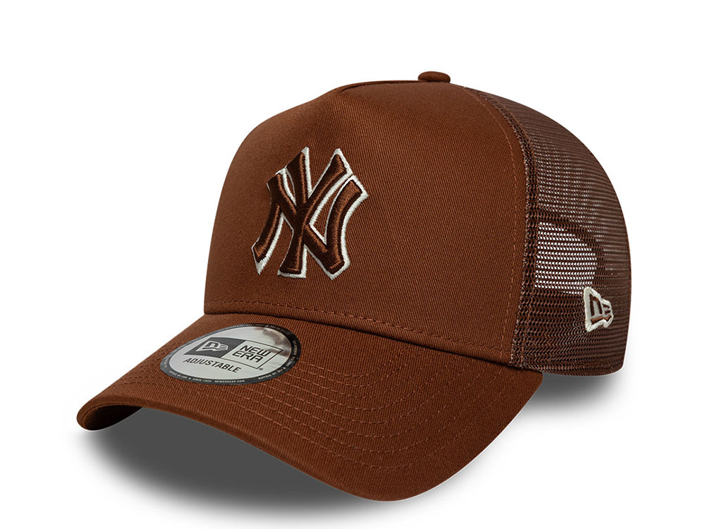 New Era New York Yankees Outline Brown Prime Edition 9Forty A Frame Trucker Snapback Cap