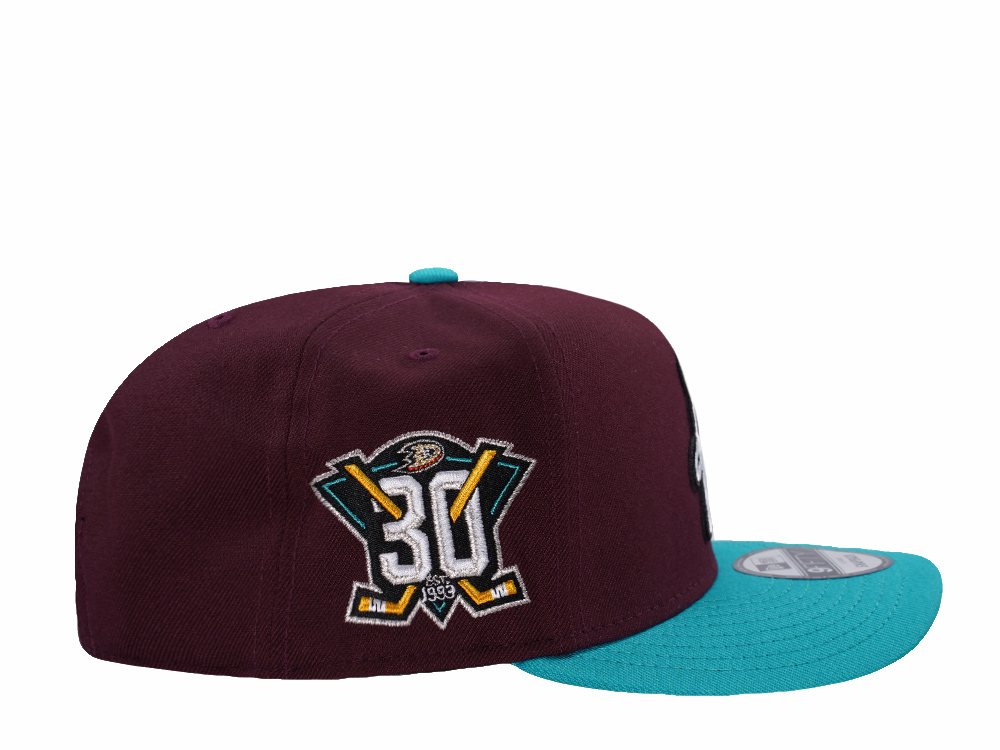 New Era Anaheim Ducks 30th Anniversary Maroon Two Tone Edition 9Fifty A Frame Snapback Cap