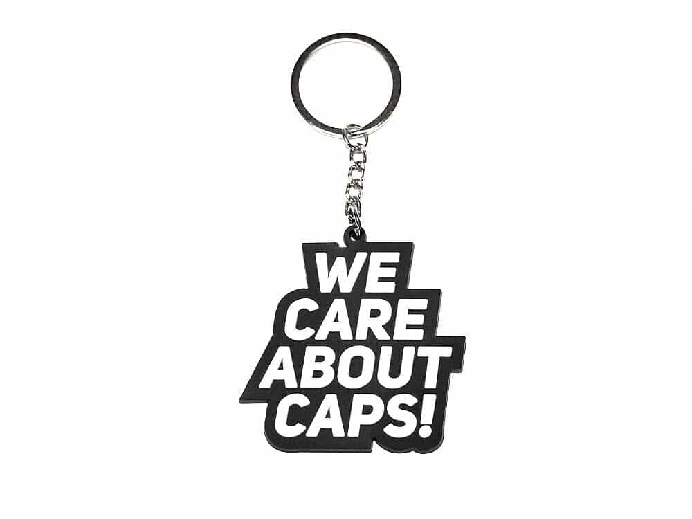 Achtung Test Schlüsselanhänger We care about Caps - Black and White Edition