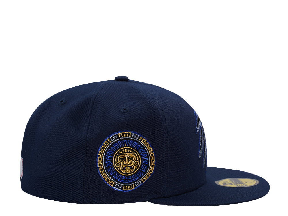 New Era Mexico Aztec Skull Ocean Blue Prime Edition 59Fifty Fitted Cap
