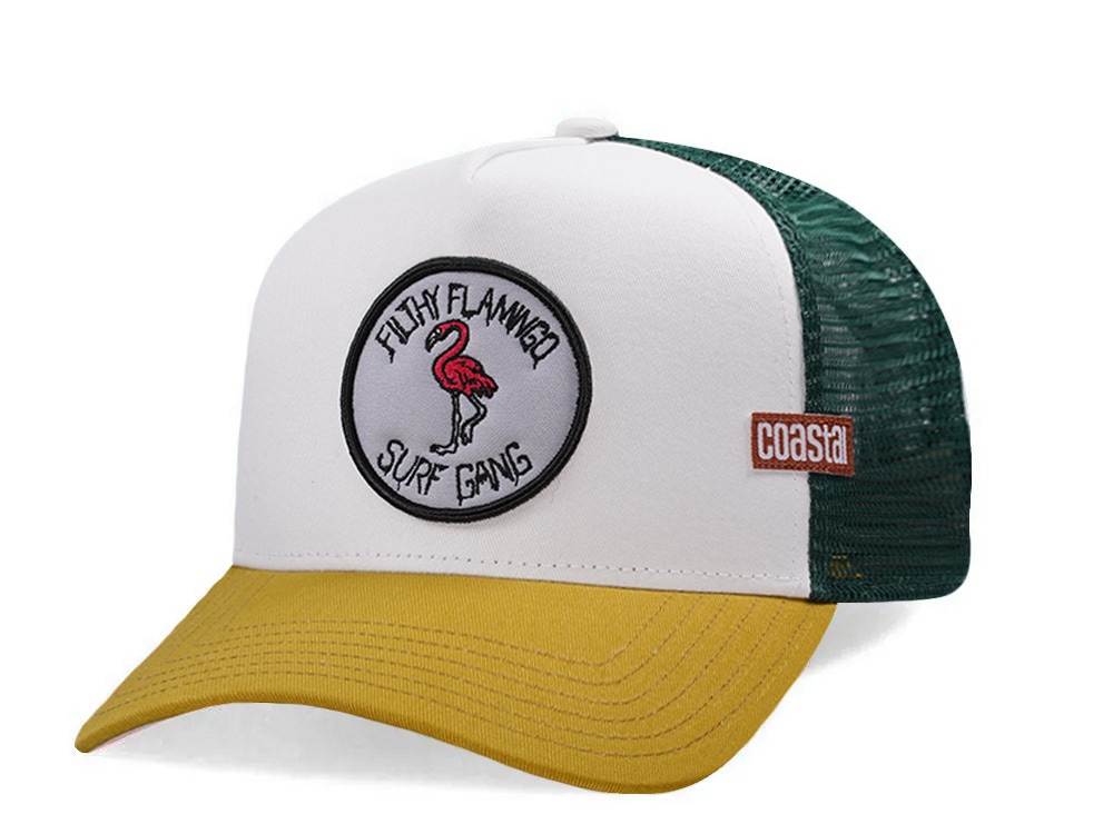 Djinns HFT Filthy Flamingo Surf Gang White Coastal Edition Trucker Snapback Cap