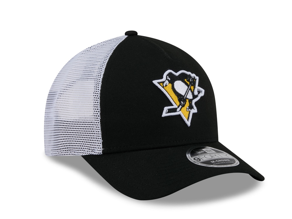 New Era Pittsburgh Penguins Official Team Color Edition 9Forty M Crown A Frame Trucker Snapback Cap