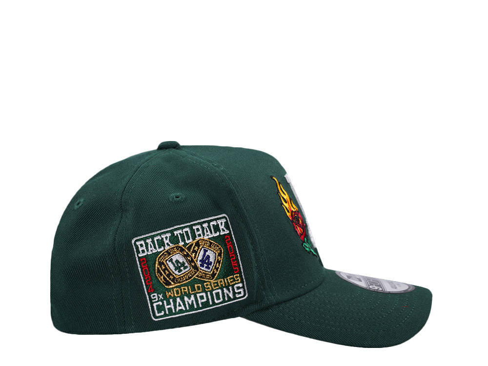 New Era Los Angeles Dodgers Back to Back Champions Flame Rose Dark Green Prime Edition 9Forty A Frame Snapback Cap