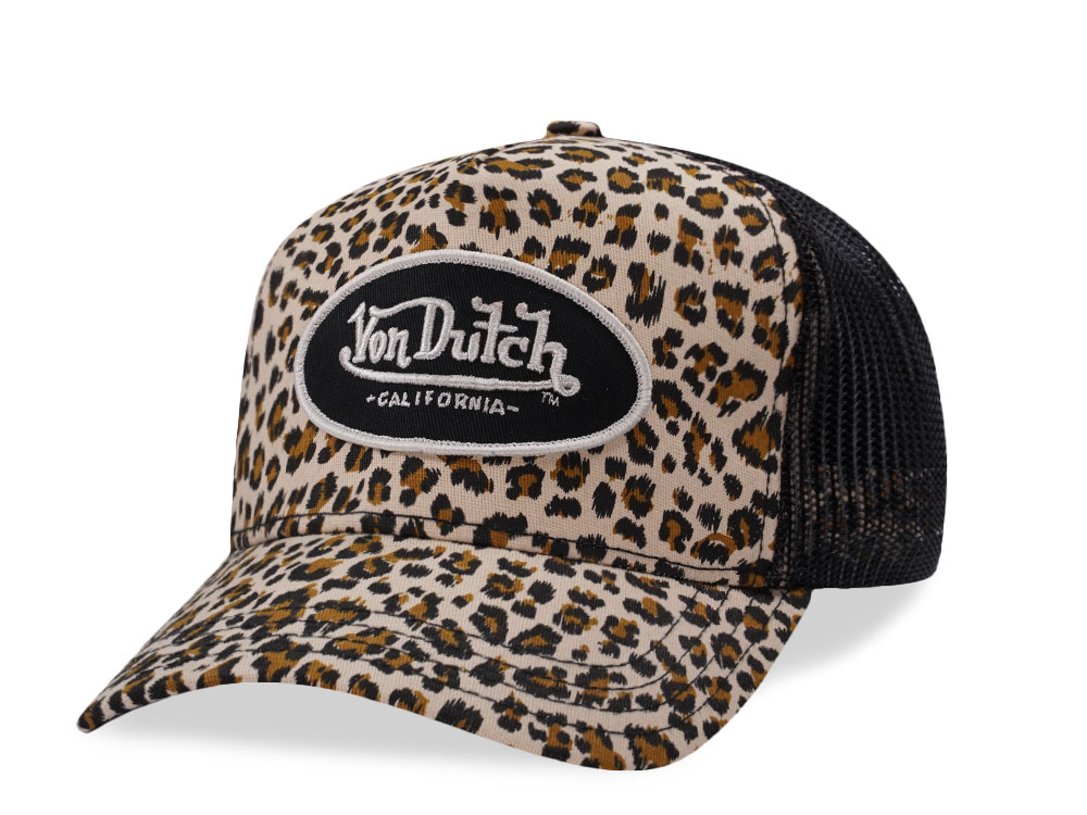 Von Dutch Oval Patch Leopard Print Trucker Snapback Cap
