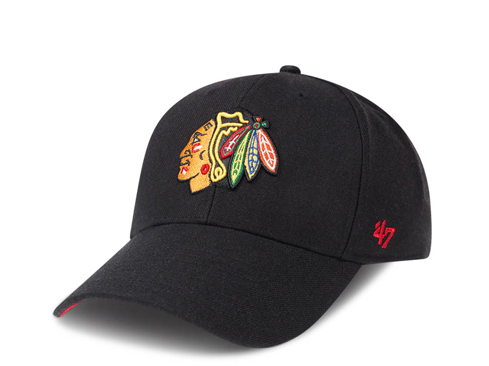 47Brand Chicago Blackhawks Black Color Classic Snapback Cap