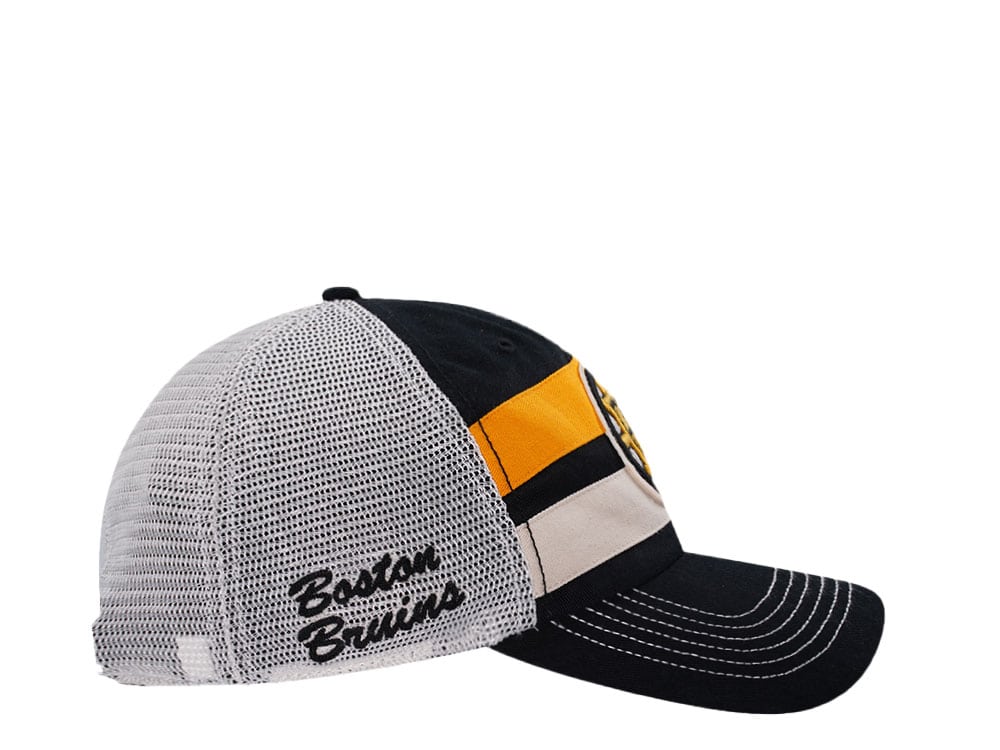 47Brand Boston Bruins Black Clubhouse Boon Trucker Clean Up Snapback Cap