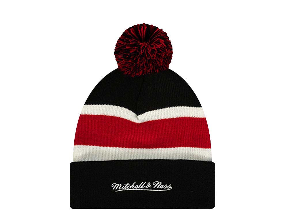 Mitchell & Ness Chicago Blackhawks Stripe Pom Mütze