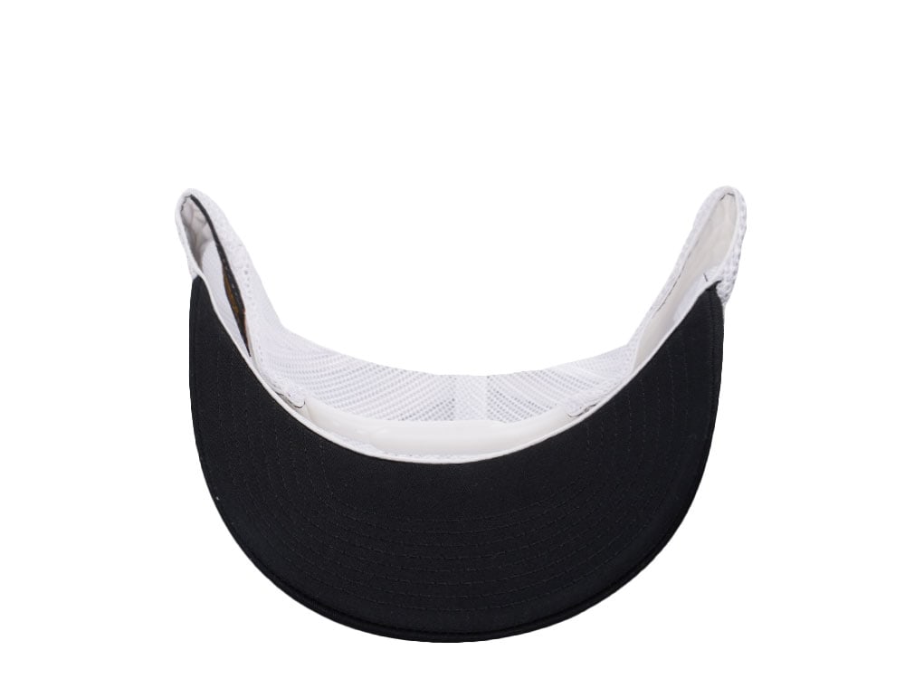 Yupoong Basic Black White Retro Trucker Snapback Cap