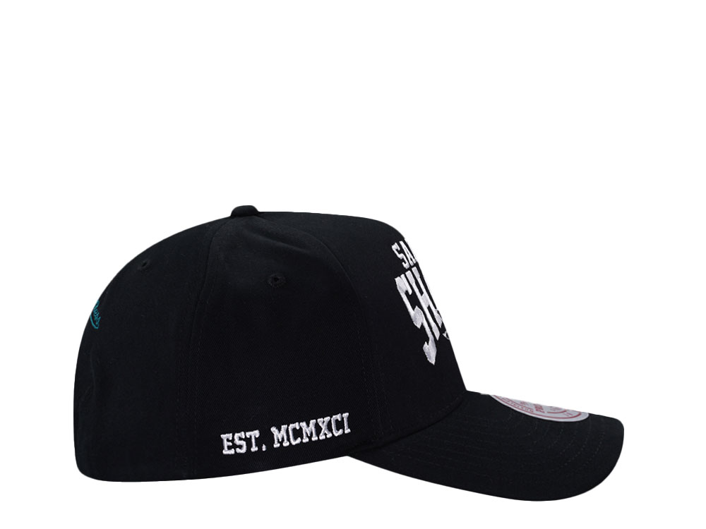 Mitchell & Ness San Jose Sharks Black Pro Pinch Fit Snapback Cap