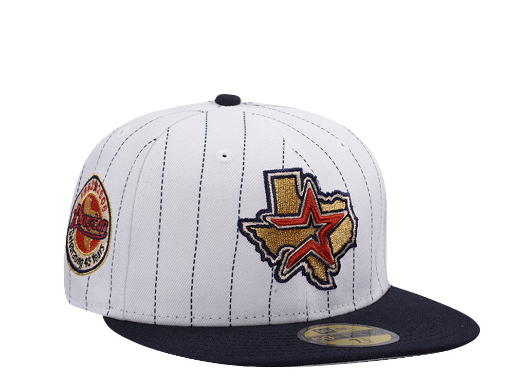 New Era Houston Astros 45th Anniversary Pinstripe Chrome Two Tone Edition 59Fifty Fitted Cap