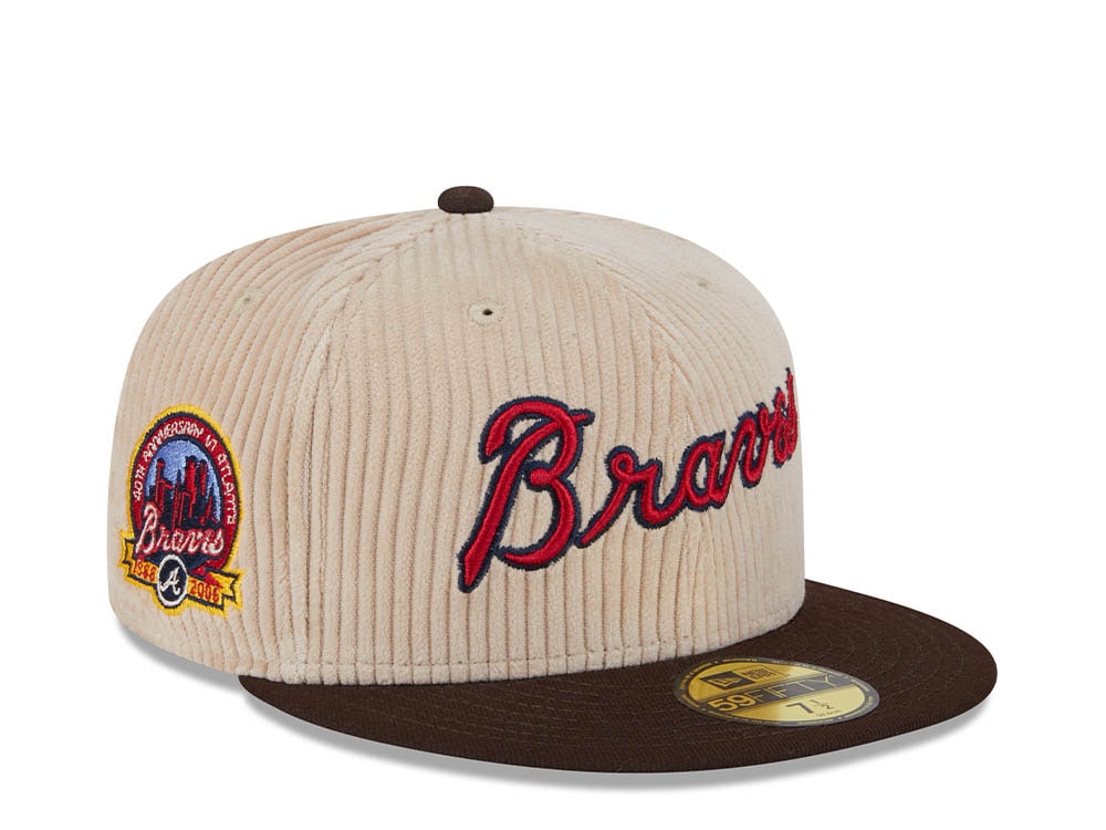 New Era Atlanta Braves 40th Anniversary Fall Cord Khaki 59Fifty Fitted Cap